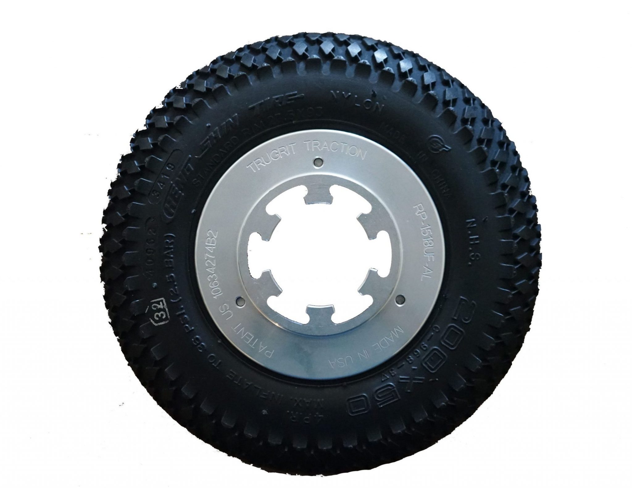 200mm Tire, Tube, & Rim Assembly | TruGrit Traction