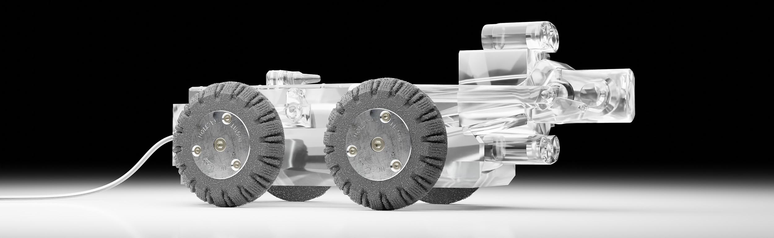Sewer Camera Crawler with TruGrit Traction Wheels - Demonstrating reliable traction and maneuverability for sewer inspection